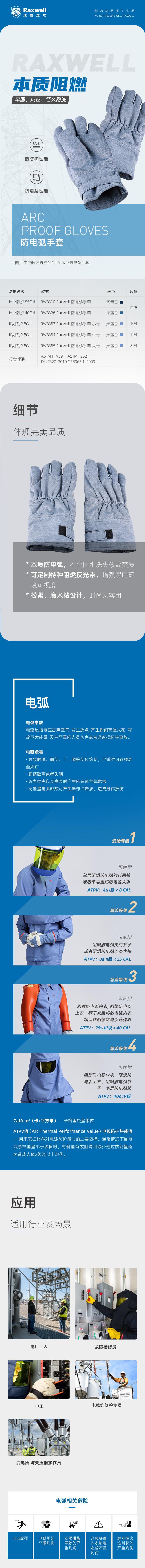 瑞氪維爾RW8354天藍色防電弧手套圖片