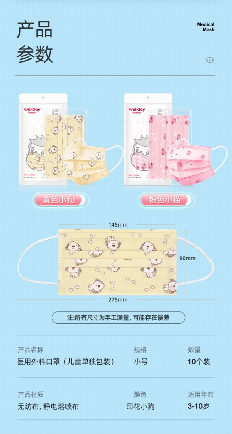 維德醫療滅菌性醫用兒童口罩圖片2