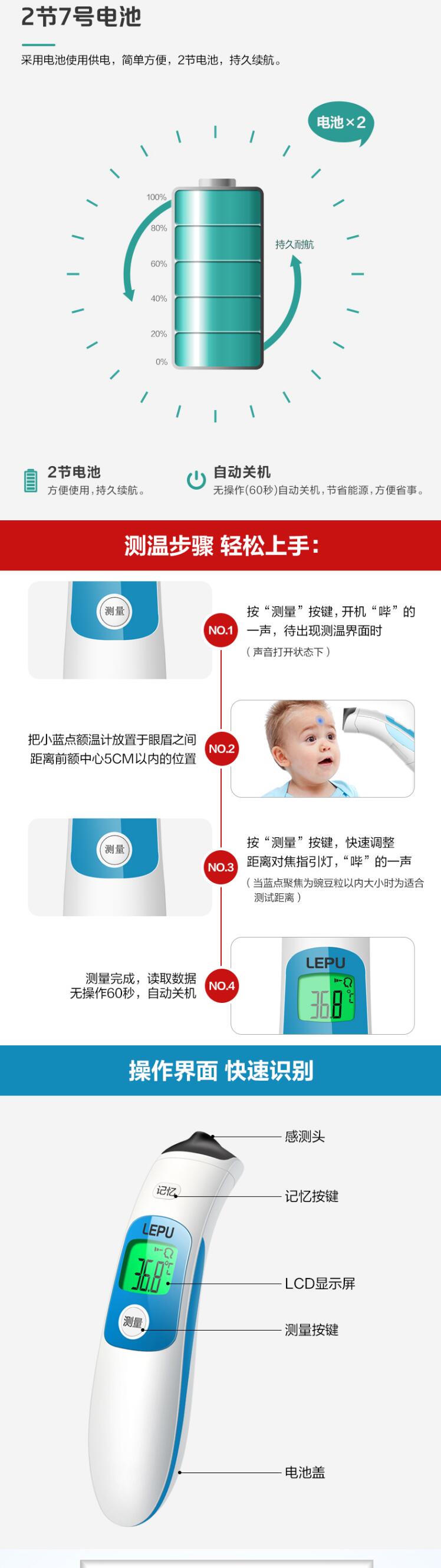 樂普佳感LFR20B高精度電子體溫計