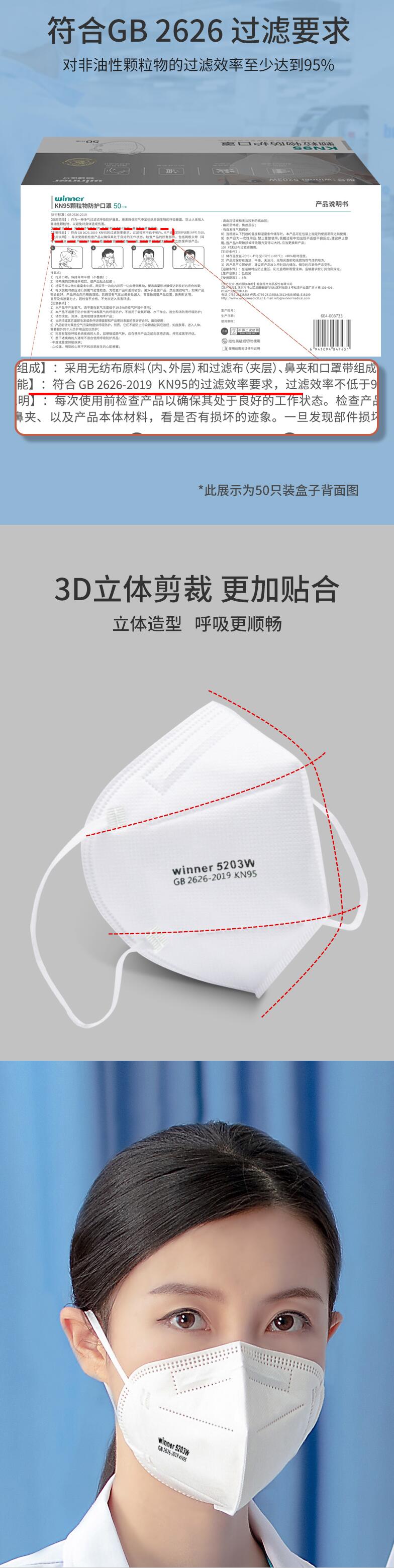 穩健604-008733掛耳式KN95防塵口罩圖片2