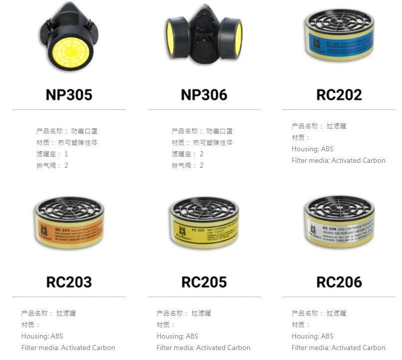 藍鷹NP306橡膠雙濾盒半面罩防毒面具圖片2
