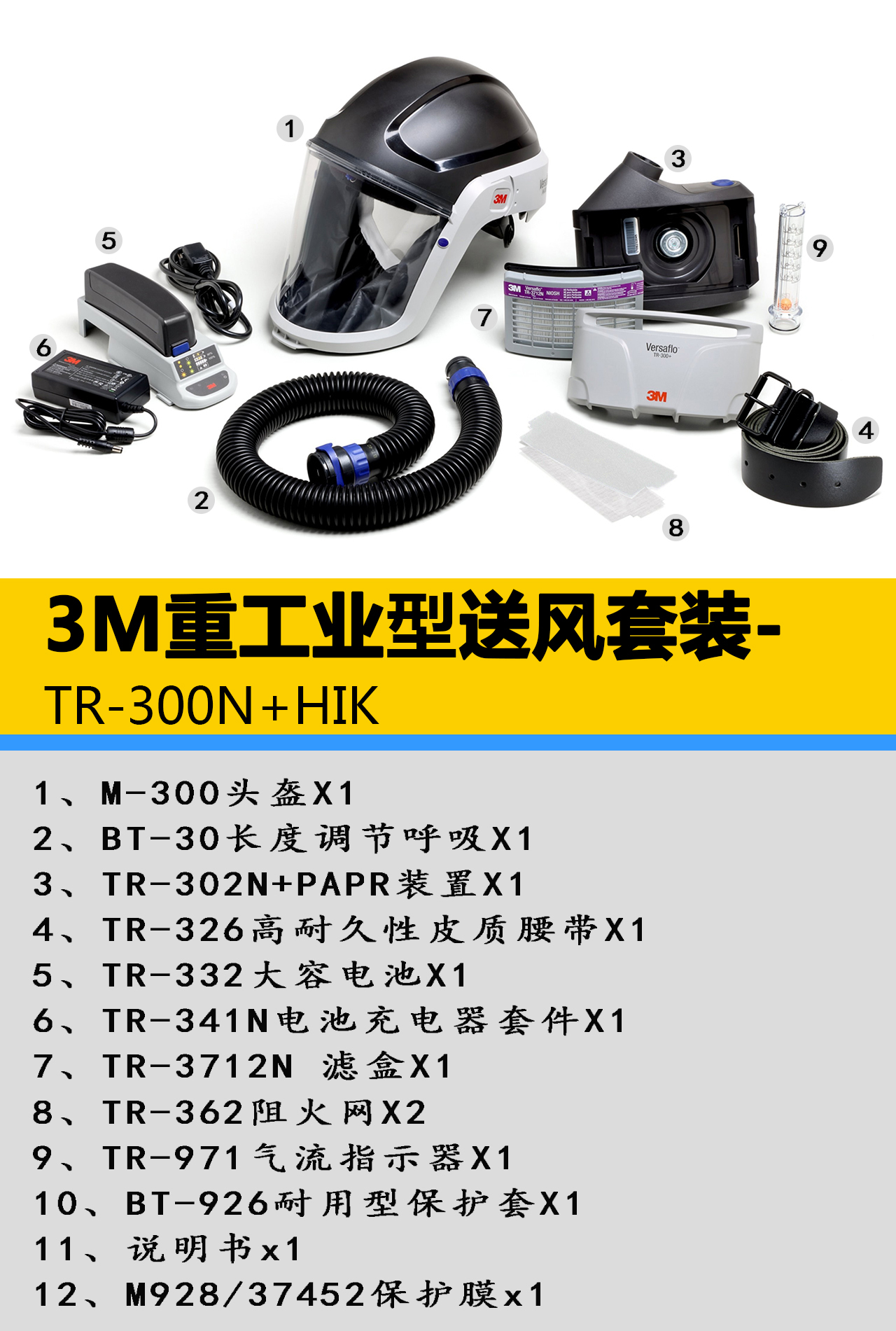 3M TR300N+HIK重工業(yè)型電動送風套裝