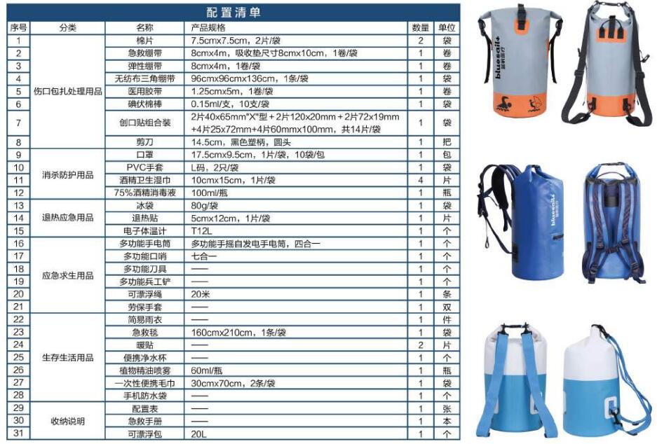 藍帆醫療HW-B006防汛急救包圖片