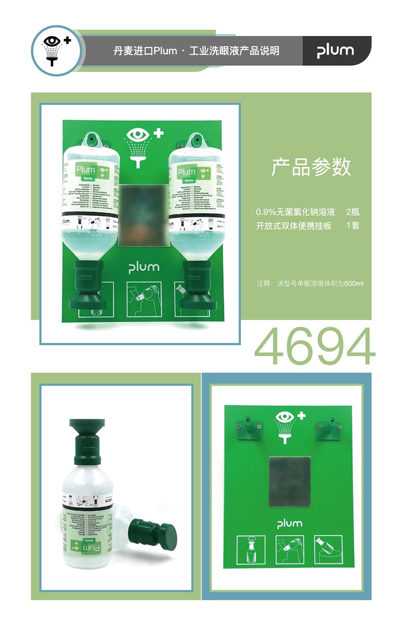 丹麥Plum4694雙瓶掛板洗眼液500ml*2圖片2