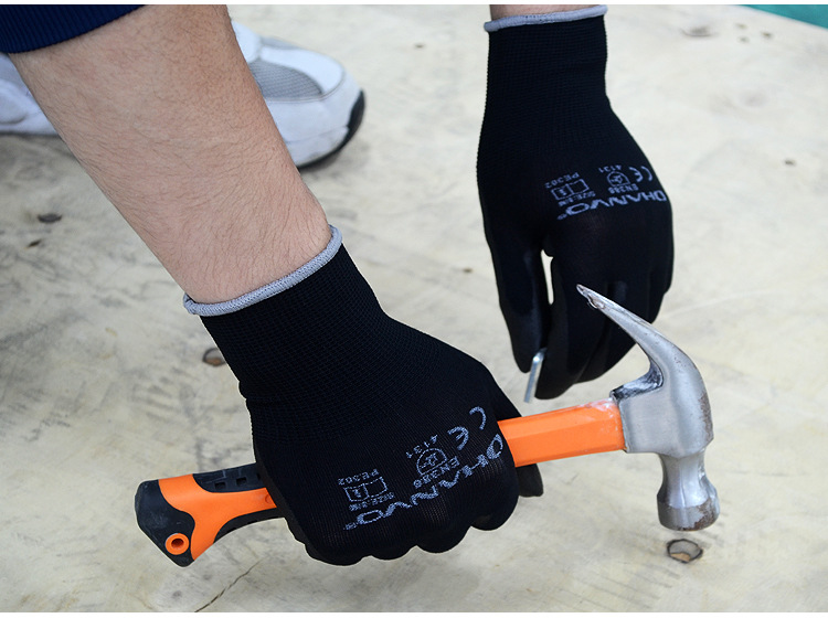 恒輝PE302薄款透氣PU涂層勞保手套圖片7