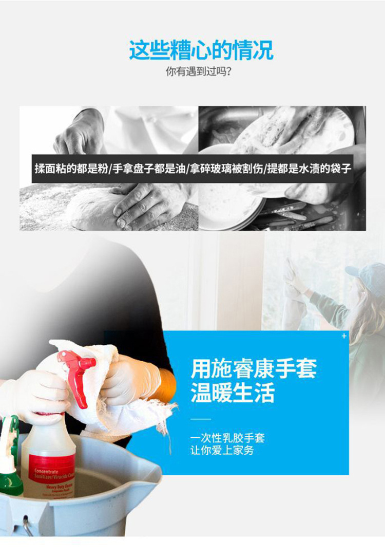 施睿康F890一次性無粉非滅菌橡膠檢查手套圖片5