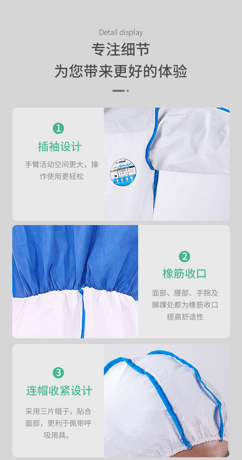 雷克蘭EMNC428涼爽型麥克斯帶帽連體防護服圖片6