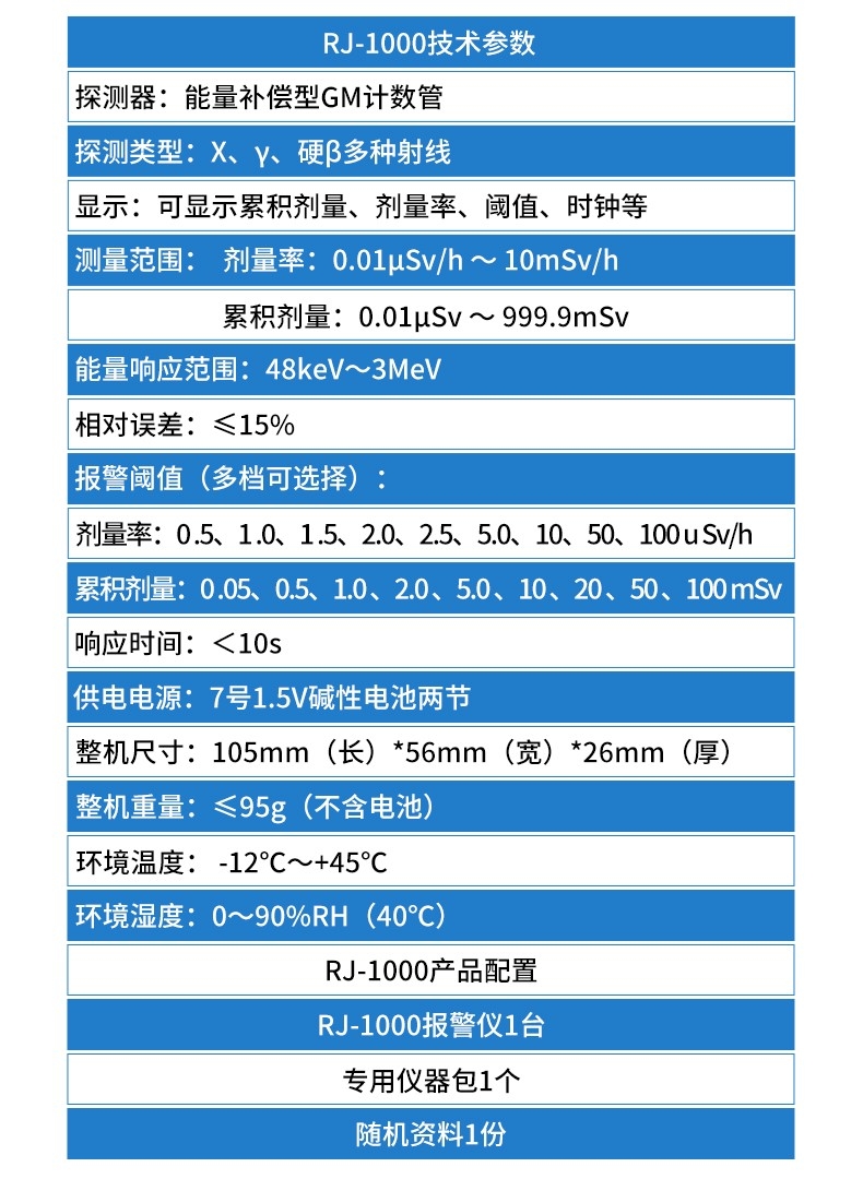 儒佳RJ-1000便攜式個人輻射劑量報警儀5