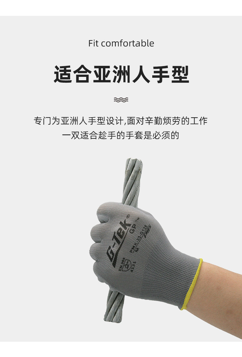 PIP PMX-33-G125經(jīng)濟(jì)款灰色PU涂層勞保手套圖片6