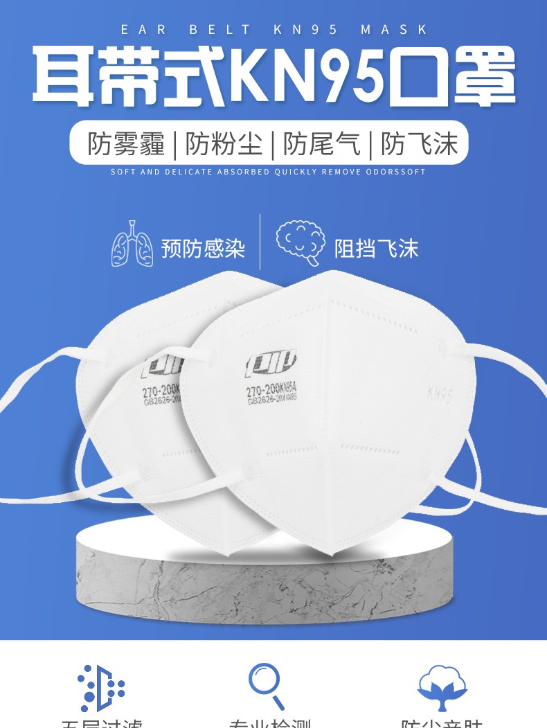 PIP 270-200KN95A折疊耳帶式KN95防塵口罩圖片1