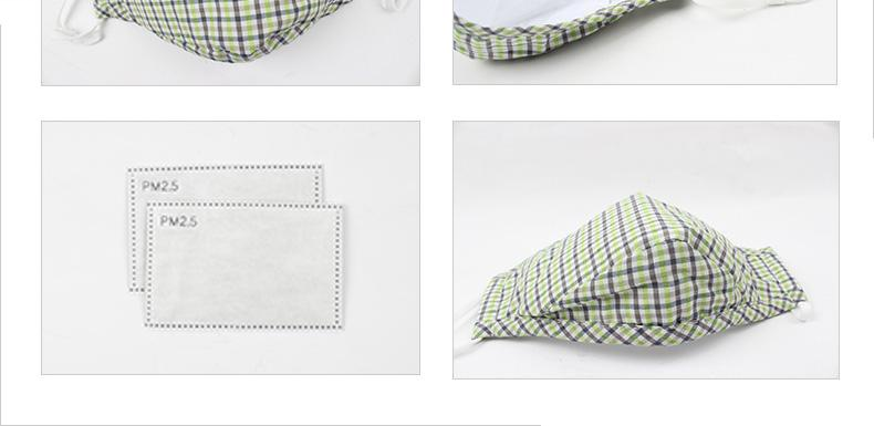 藍星綠格耳戴式成人棉布口罩3