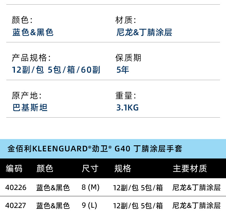 金佰利40228B G40發(fā)泡丁腈涂層勞保手套XL圖片5