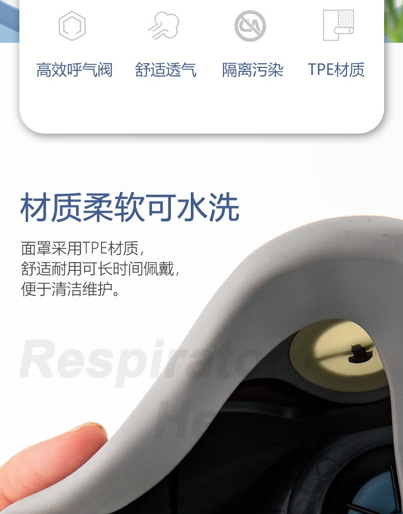 呼享8200雙濾盒橡膠半面罩防毒面具2