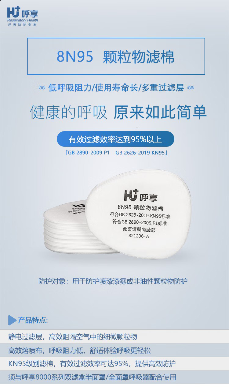 呼享8N95 KN95顆粒物濾棉1