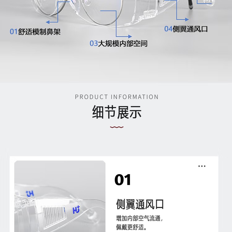 呼享HU116AF訪客用防沖擊防霧眼鏡4