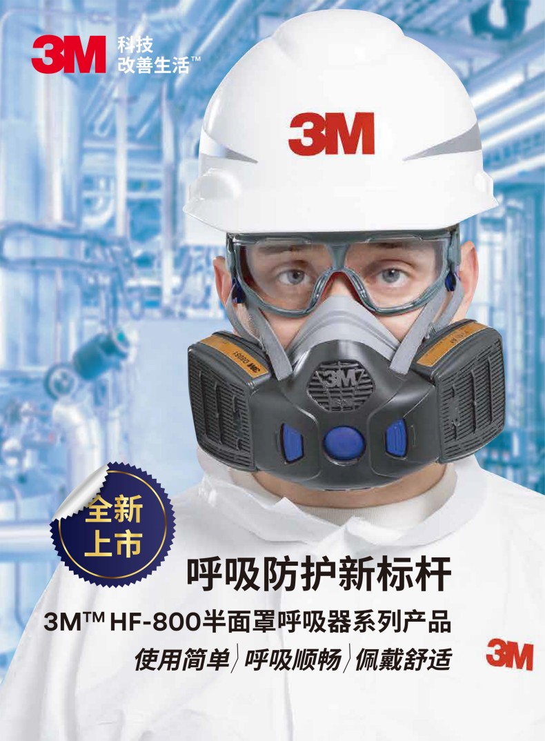 3M Secure Click HF-802中號(hào)硅膠半面型防護(hù)面罩1