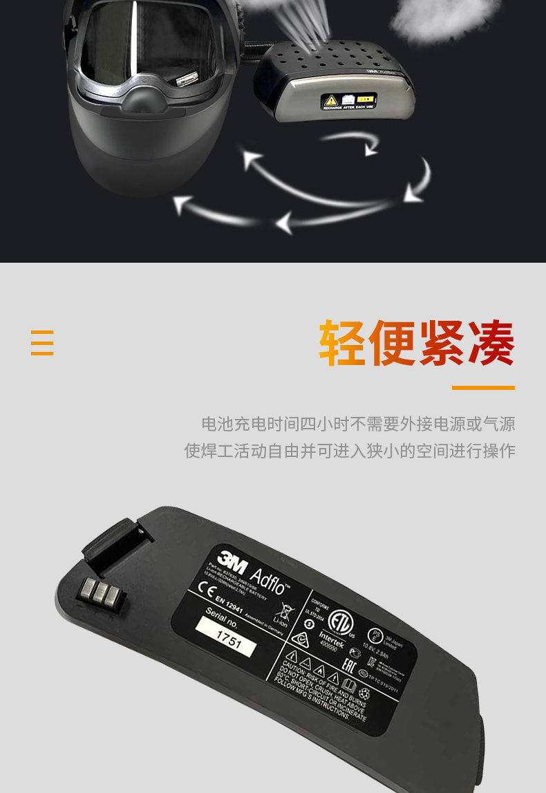 3M Adflo 9100FX電動(dòng)送風(fēng)自動(dòng)變光電焊面罩圖片4