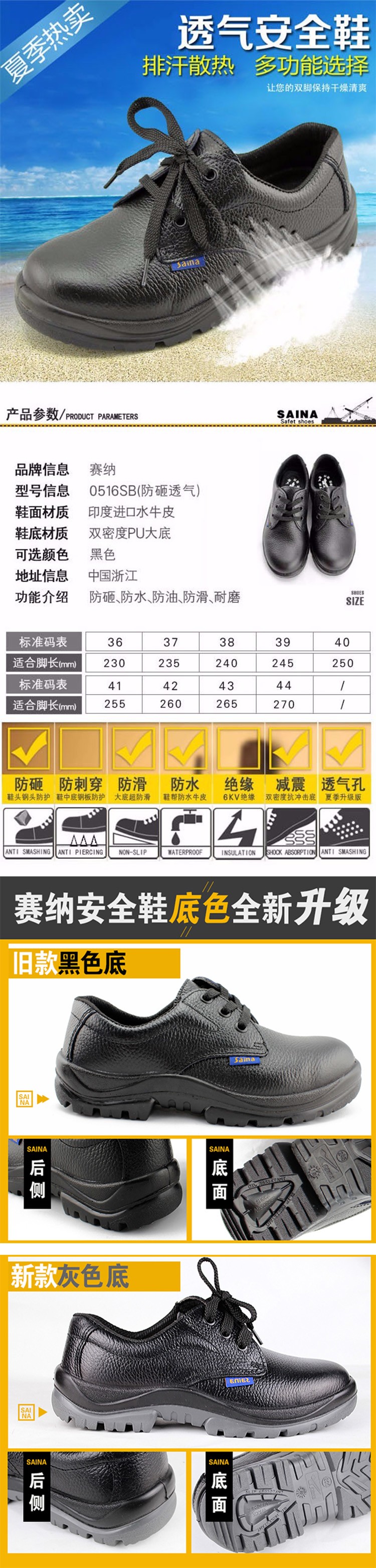 賽納0156SB防砸防滑耐磨安全鞋圖片1