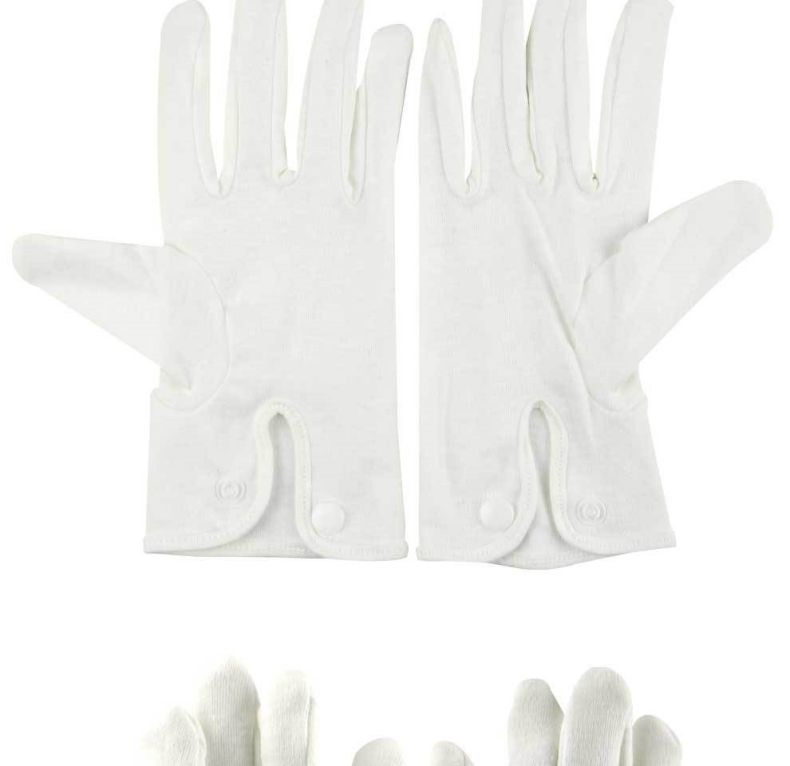 漢盾HD-GP5508純棉背三筋帶扣白色禮儀勞保手套8