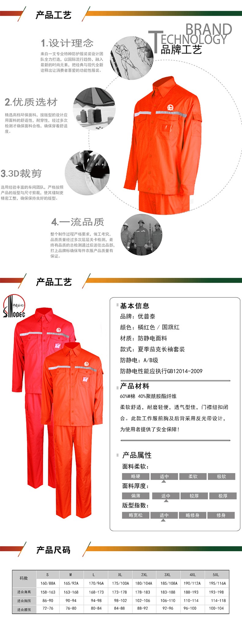 優(yōu)普泰夏季茄克長袖套裝防靜電服01