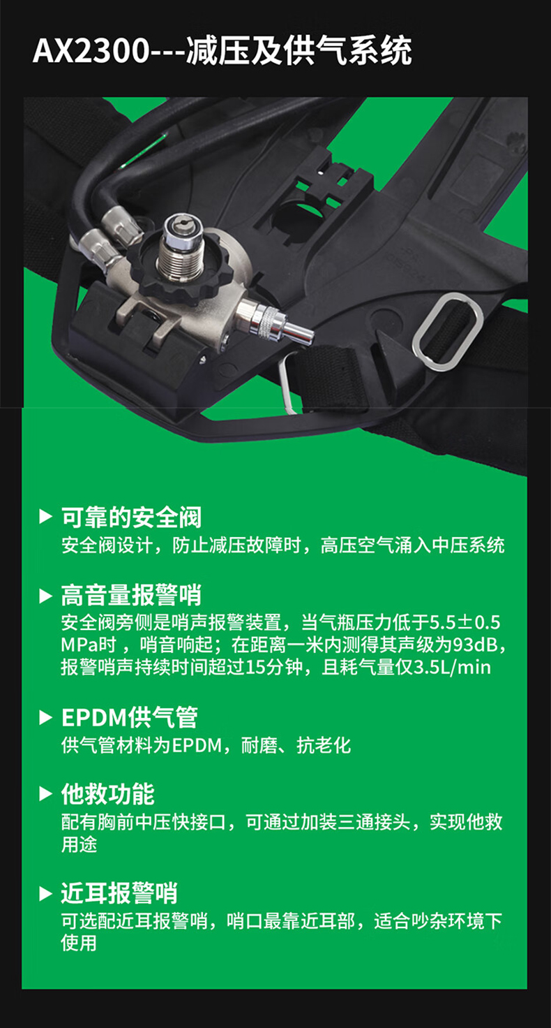 MSA梅思安10235804正壓式空氣呼吸器9L有表瓶閥AX2300 7