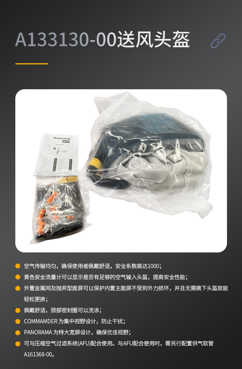 霍尼韋爾A133130-00 COMMANDER噴砂頭盔B(niǎo)isonyl披肩送風(fēng)頭罩3