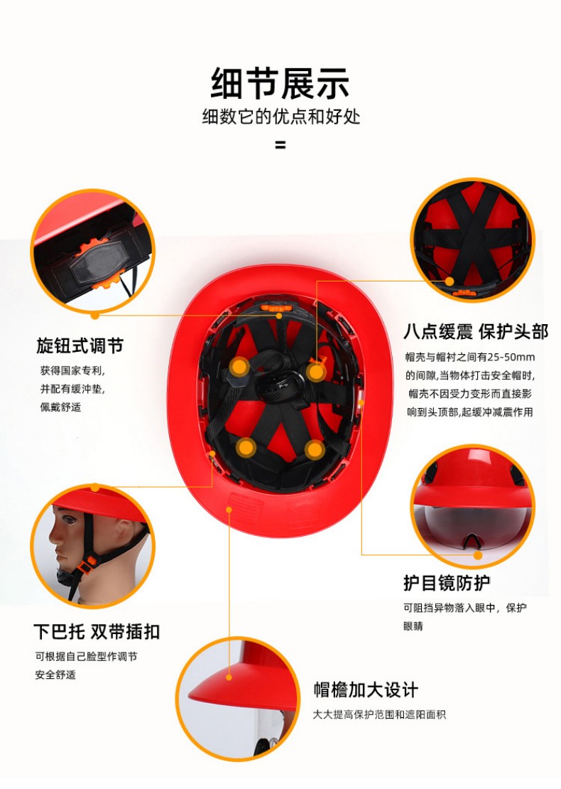 定和DH3004標(biāo)準(zhǔn)款V型PE大沿安全帽4
