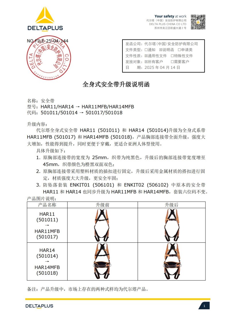 代爾塔HAR14MFB 501014防墜落全身式安全帶