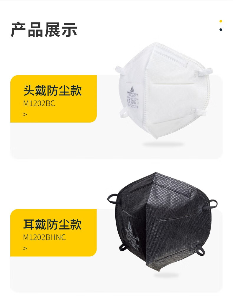 代爾塔104201 M1202BC折疊頭戴式FFP2級(jí)防塵口罩8
