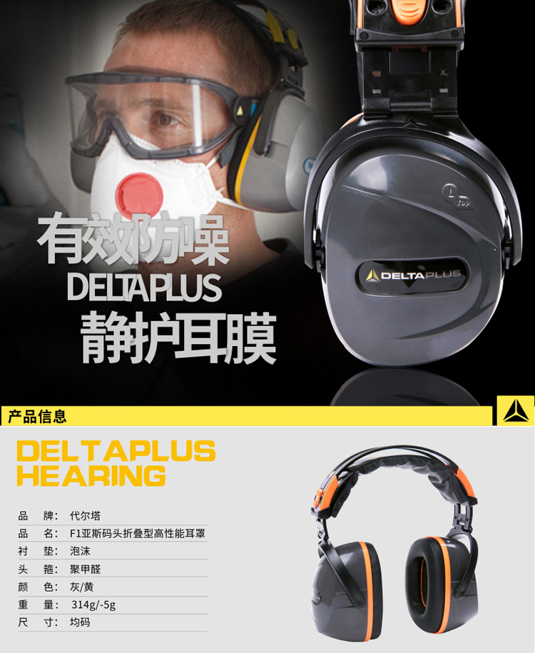 代爾塔103115 INTERLAGOS FO頭戴式防噪音耳罩1