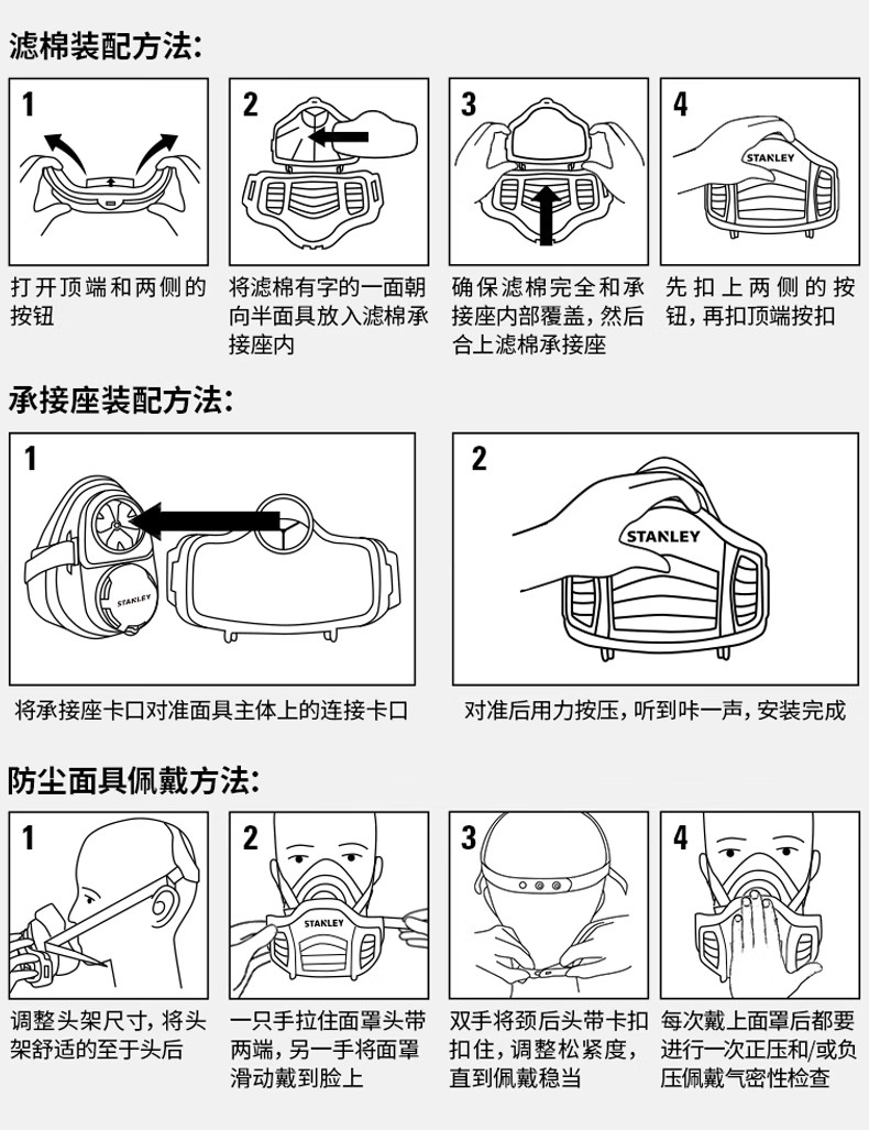 STANLEY史丹利ST2210橡膠半面罩防塵面具10