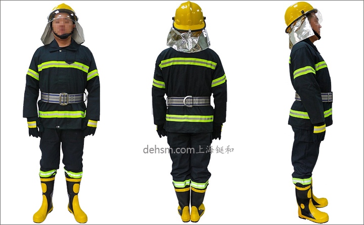 穿戴整套DH-1054消防滅火防護服真人圖