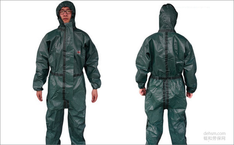3M4680綠色帶帽連體防護(hù)服圖片正面反面