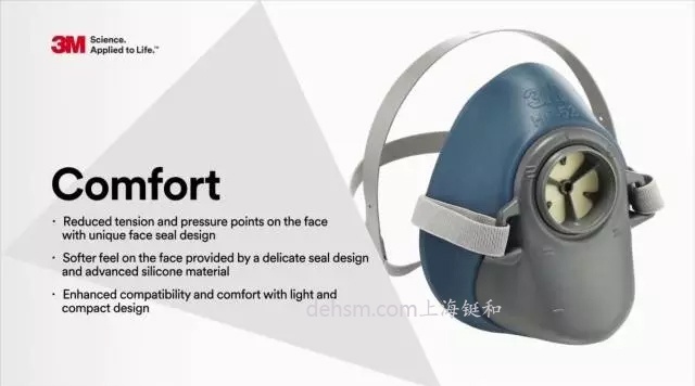 3M HF-50單濾盒硅膠半面罩硅膠材質本體，重量輕，無壓迫感