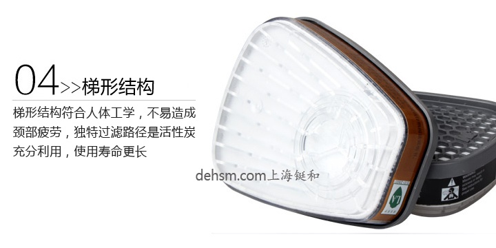3M6001i-CN濾毒盒梯形結構，人體工程學
