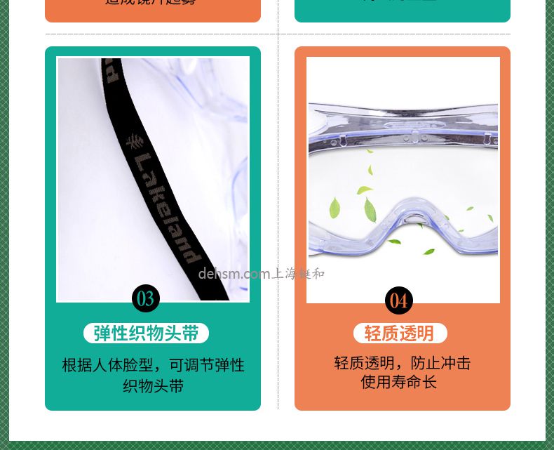 雷克蘭G1510護目鏡彈性織物頭帶，輕質透明防沖擊使用壽命長