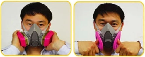 防毒面具負壓密閉性檢測方法圖示