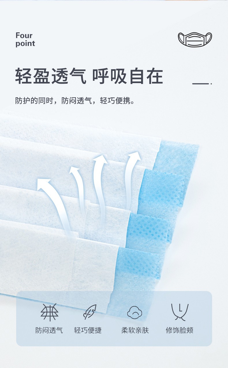 定和DH9001一次性使用無紡布口罩柔軟親膚，佩戴舒適