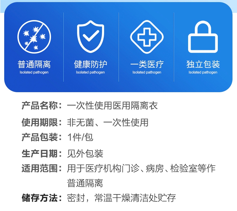 一次性使用醫(yī)用隔離衣產(chǎn)品說明